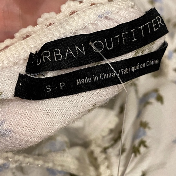 NWT Urban Outfitters Bodycon Ruched Mini White Floral Dress Blue Green S XS - Picture 6 of 9